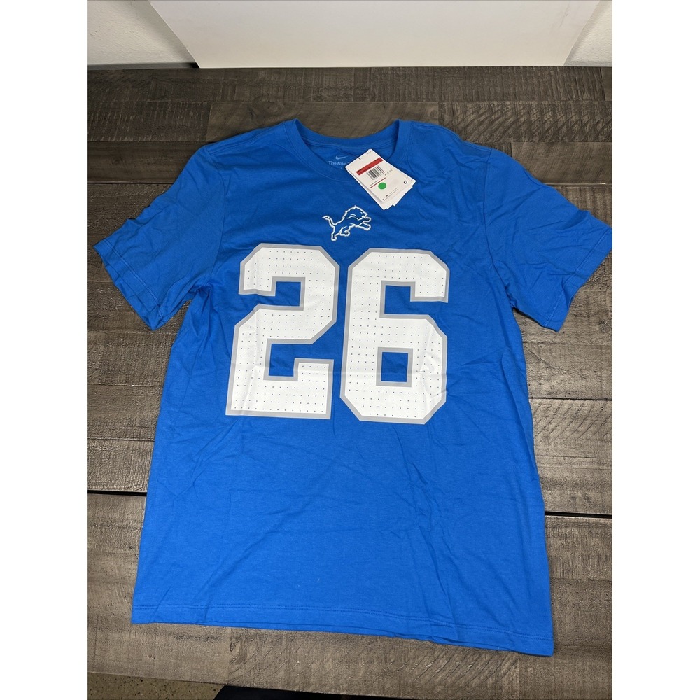 Nike Detroit Lions Jahmyr Gibbs #26 T-Shirt Men's Size L Blue Short Sleeve NFL